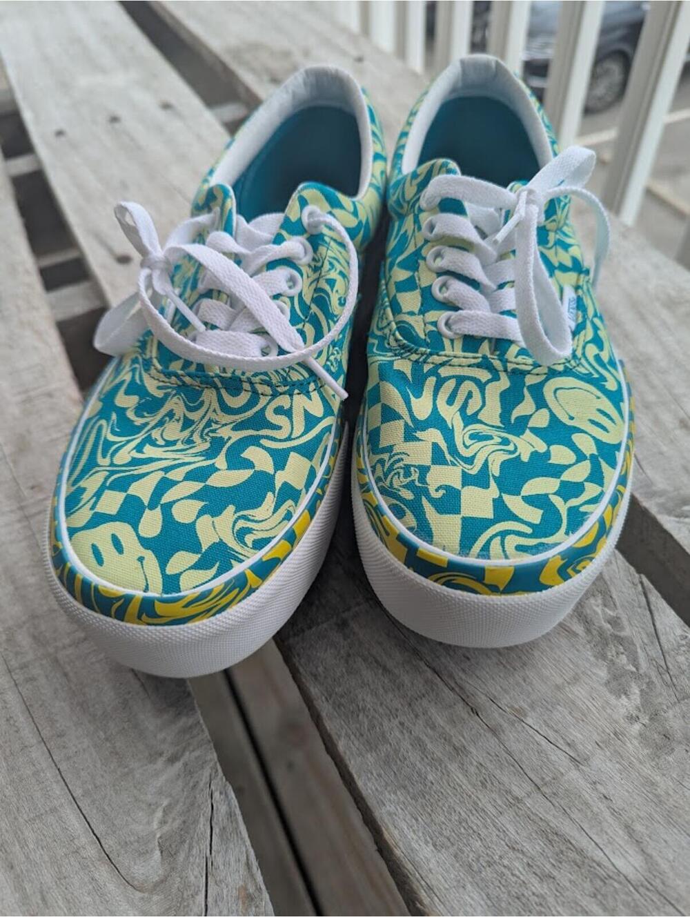 Vans Era Stacked Platform Checkerboard Skate Shoes Wavy Daze 8.5 W Psychedelic - Picture 3 of 8